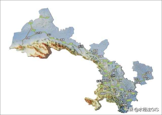 值得收藏的全国各省三维地形图 - 甘肃省